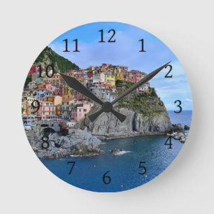 Reloj Redondo Mediano Manarola Cinq Terre Italia Europa Pueblo Costero