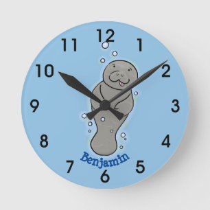 Reloj Redondo Mediano Manatón de bebé con ilustracion de burbujas