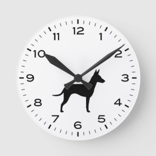 Reloj Redondo Mediano Manchester Terrier Dog Rama Silhouette