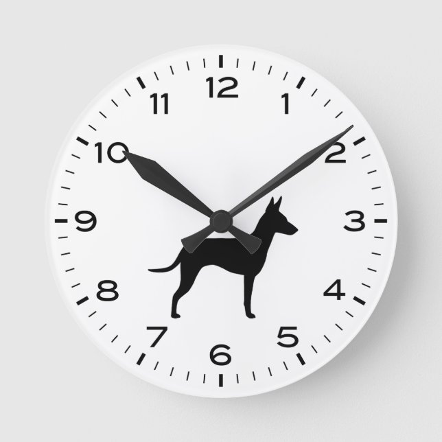 Reloj Redondo Mediano Manchester Terrier Dog Rama Silhouette (Anverso)