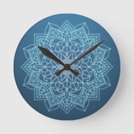 Reloj Redondo Mediano Mandala azul claro y oscuro