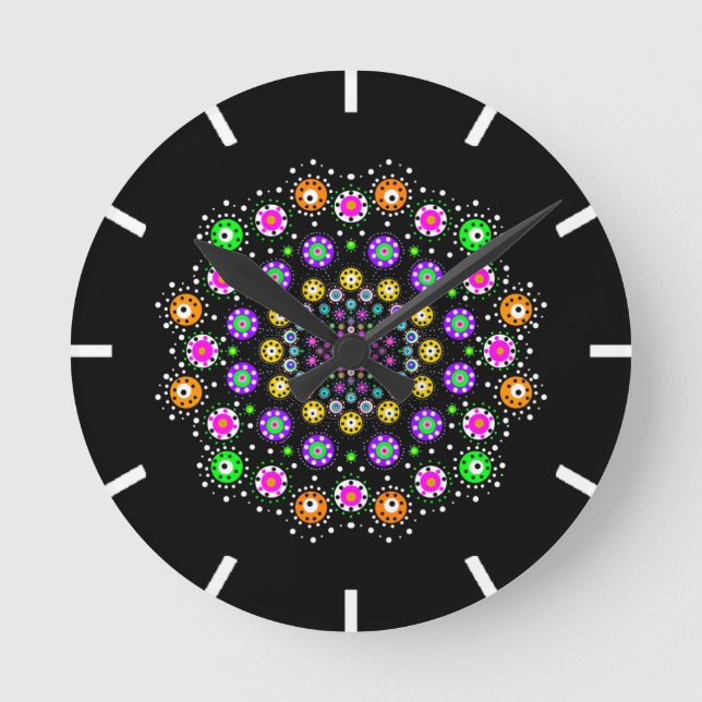 Reloj Redondo Mediano Mandala colorida (Anverso)
