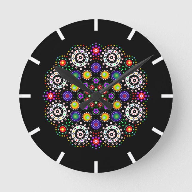 Reloj Redondo Mediano Mandala colorida (Anverso)