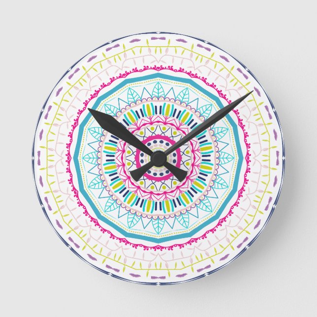 Reloj Redondo Mediano mandala colorido (Anverso)