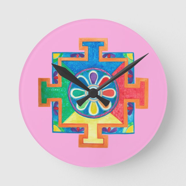 Reloj Redondo Mediano Mandala de la creación (Anverso)