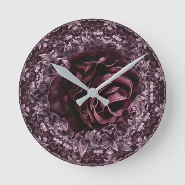 Reloj Redondo Mediano Mandala de rosa  (Anverso)