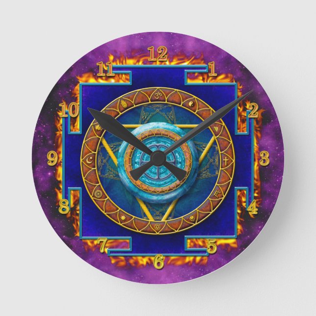 RELOJ REDONDO MEDIANO MANDALA DOCE RELIGIONES (Anverso)