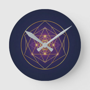 Reloj Redondo Mediano Mandala Dorado Celestial — Equilibrio en lo Infini