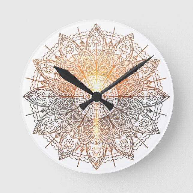 Reloj Redondo Mediano mandala du coucher de soleil (Anverso)