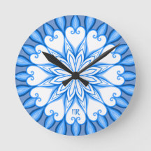Mandala elegante estética blanca y azul monogramad
