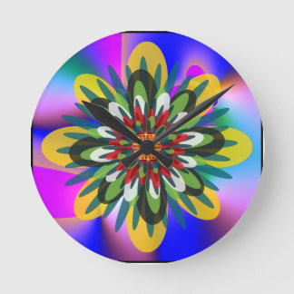 Reloj Redondo Mediano Mandalá geométrico retro floral cuántico