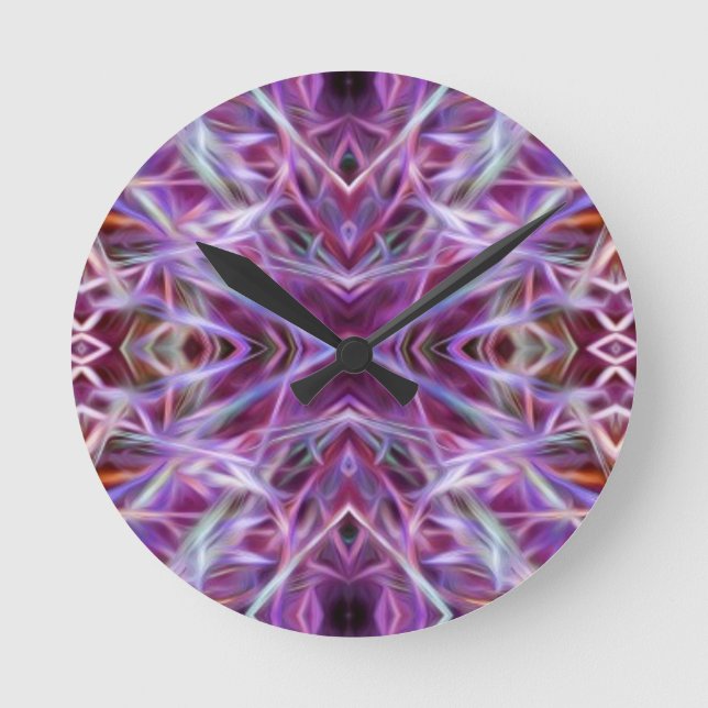 Reloj Redondo Mediano Mandala gráfica rosa (Anverso)