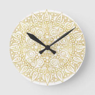 Reloj Redondo Mediano Mandala oriental elegante del vintage en oro