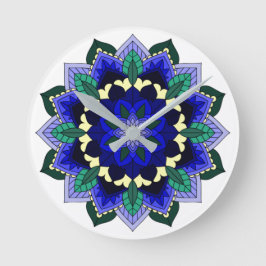 Reloj Redondo Mediano Mandala Pattern 02 in dark blue