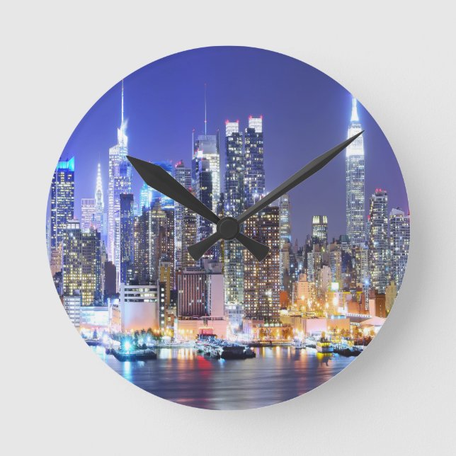 Reloj Redondo Mediano Manhattan de noche (Anverso)