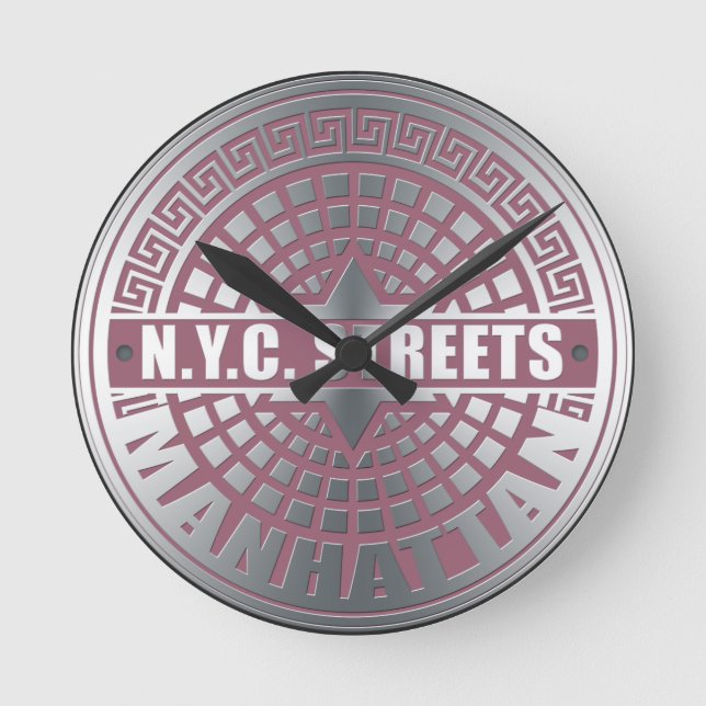 Reloj Redondo Mediano Manhole Covers Manhattan (Anverso)