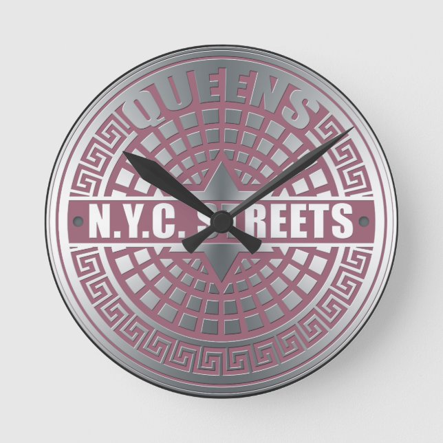 Reloj Redondo Mediano Manhole Covers Queens (Anverso)