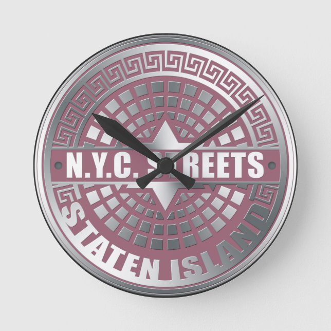Reloj Redondo Mediano Manhole Covers Staten Island (Anverso)
