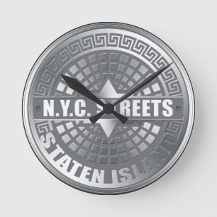 Reloj Redondo Mediano Manhole Staten Island Grey