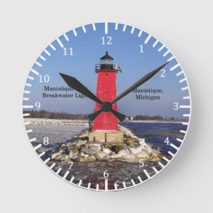 Reloj Redondo Mediano Manistique East Breakwater Light clock