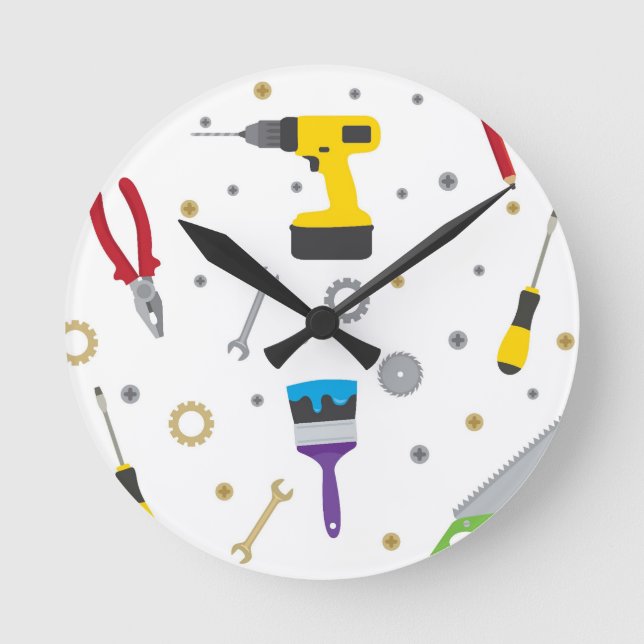 Reloj Redondo Mediano Manitas de las herramientas (Anverso)