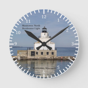 Reloj Redondo Mediano Manitowoc North Breakwater Light clock