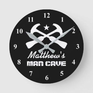 Reloj Redondo Mediano Manly martillo logotipo de coches de garaje o relo