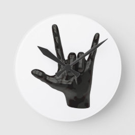 Reloj Redondo Mediano mano de cuernos del diablo