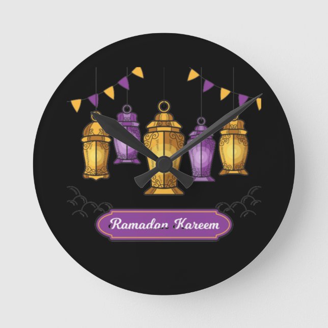 Reloj Redondo Mediano mano dibujada-ramadan-kareem- cadena de camisetas (Anverso)