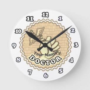 Reloj Redondo Mediano Mano sosteniendo caduceo médico