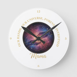 Reloj Redondo Mediano Manos de Mamá Celestial Galaxia Universo