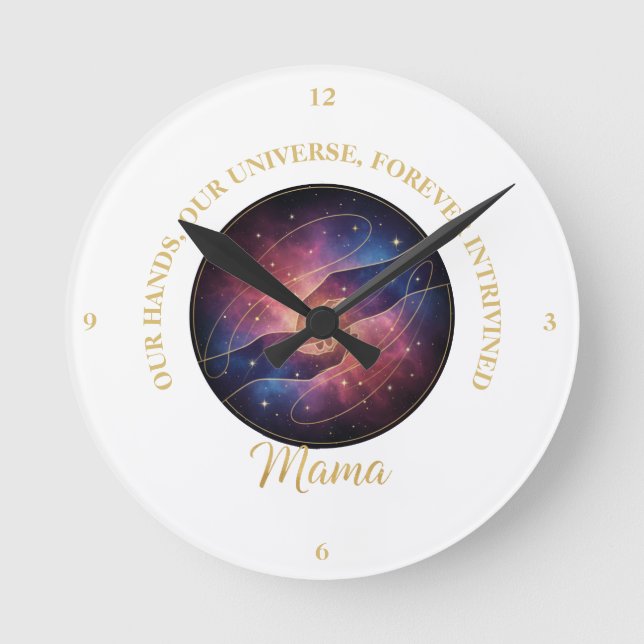 Reloj Redondo Mediano Manos de Mamá Celestial Universo Galaxia (Anverso)