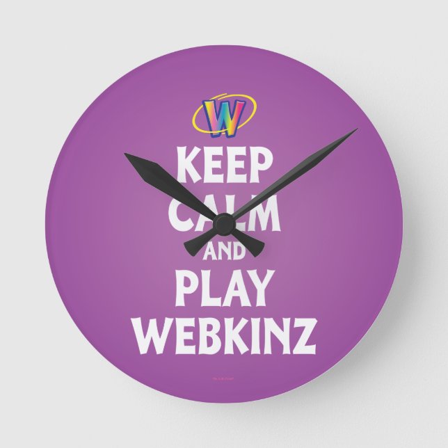 Reloj Redondo Mediano Mantener La Calma Y Jugar Webkinz (Anverso)