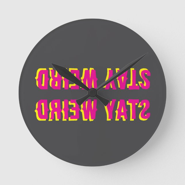 Reloj Redondo Mediano Manténgase raro hacia atrás - amarillo negro rosad (Anverso)