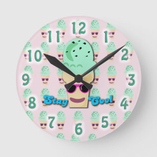 Reloj Redondo Mediano Mantente Guay Ice Cream Cone Cute Fun Personalizad