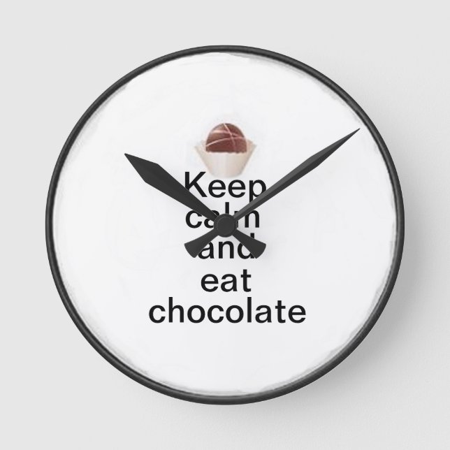 Reloj Redondo Mediano Mantente tranquilo y come chocolate (Anverso)