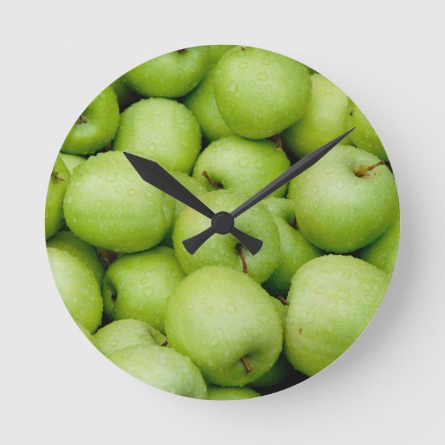 Reloj Redondo Mediano Manzana verde fresca (Anverso)