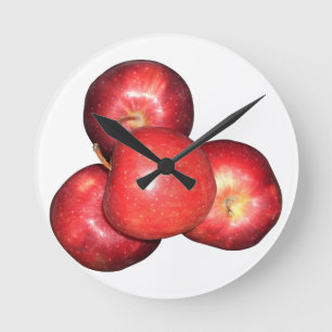 Reloj Redondo Mediano Manzanas Rojas Dulces y Crujientes - Estampa de Fr