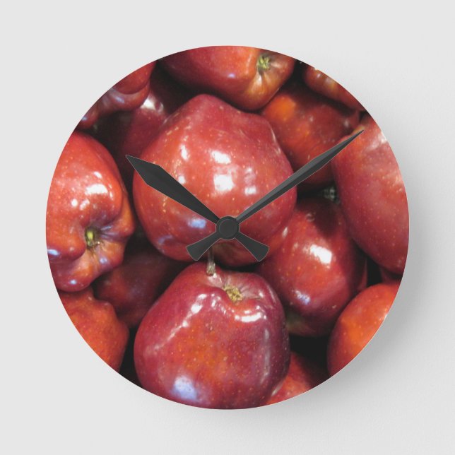 Reloj Redondo Mediano Manzanas rojas oscuras (Anverso)