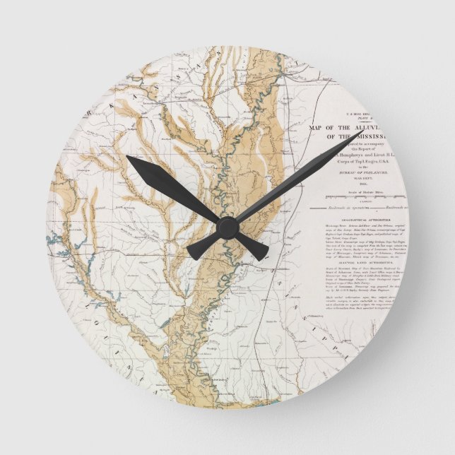 RELOJ REDONDO MEDIANO MAP: MISSISSIPPI RIVER, 1861 (Anverso)