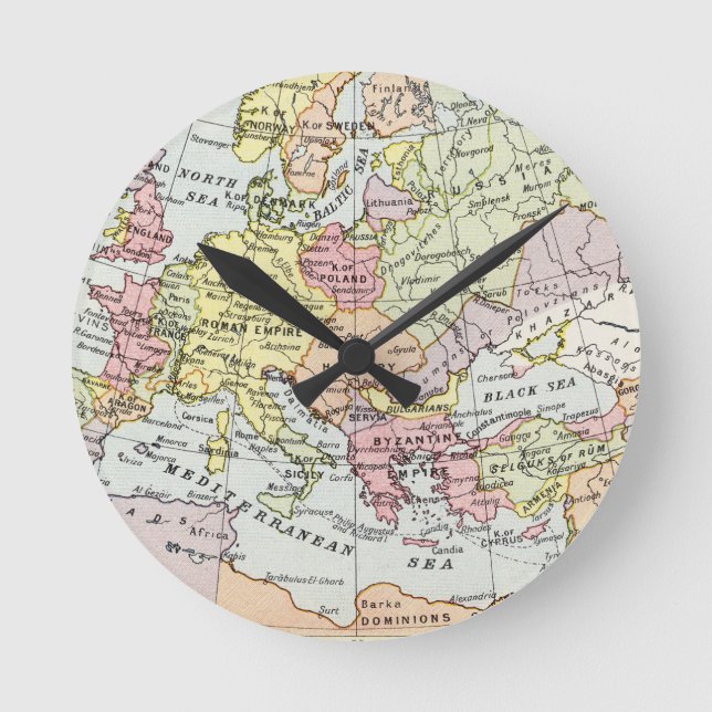 Reloj Redondo Mediano Map of Europe | The Third Crusade (Anverso)
