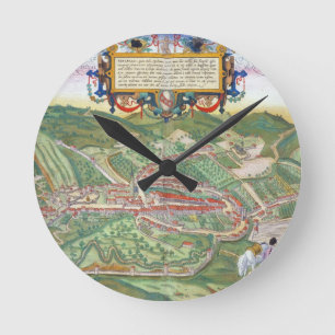 Reloj Redondo Mediano Map of Serravalle, from 'Civitates Orbis Terrarum'