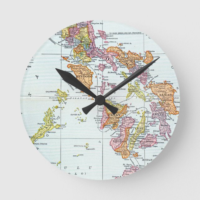 RELOJ REDONDO MEDIANO MAP: PHILIPPINES, 1905 (Anverso)