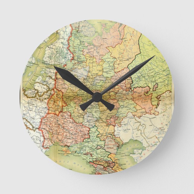 Reloj Redondo Mediano Mapa 1928 de Unión Soviética vieja URSS Rusia (Anverso)