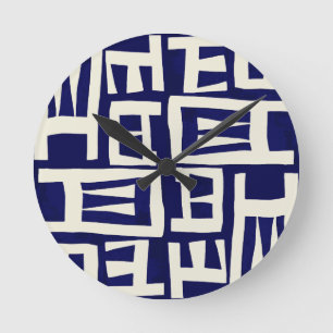 Reloj Redondo Mediano Mapa Africano - Marfil de Azul Marino
