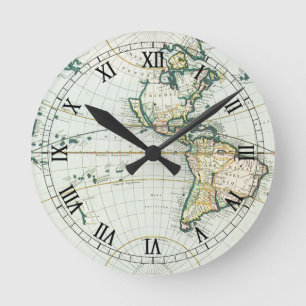 Reloj Redondo Mediano Mapa antiguo del mundo de Pieter Goos, 1666
