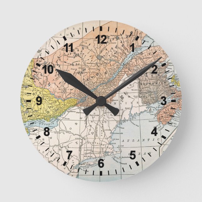 RELOJ REDONDO MEDIANO MAPA: CANADÁ DEL ESTE (Anverso)