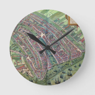 Reloj Redondo Mediano Mapa de Amsterdam, de 'Civitates Orbis Terrarum