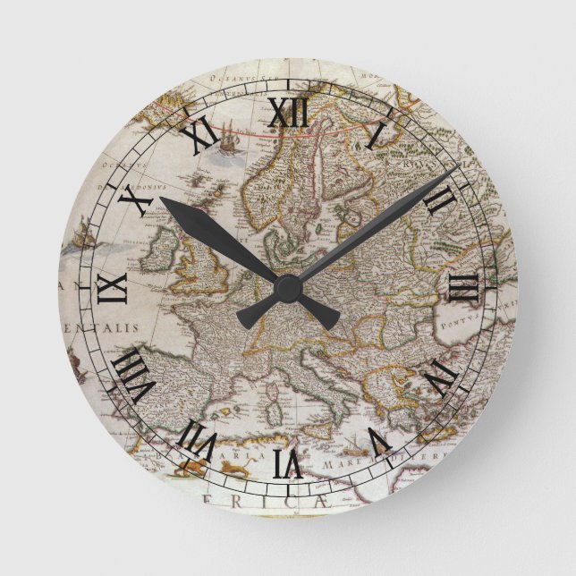 Reloj Redondo Mediano Mapa de Antigüedades de Europa por Willem Jansz Bl (Anverso)