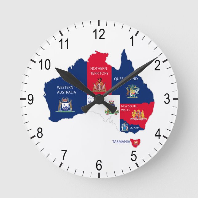 Reloj Redondo Mediano Mapa de Australia (Anverso)